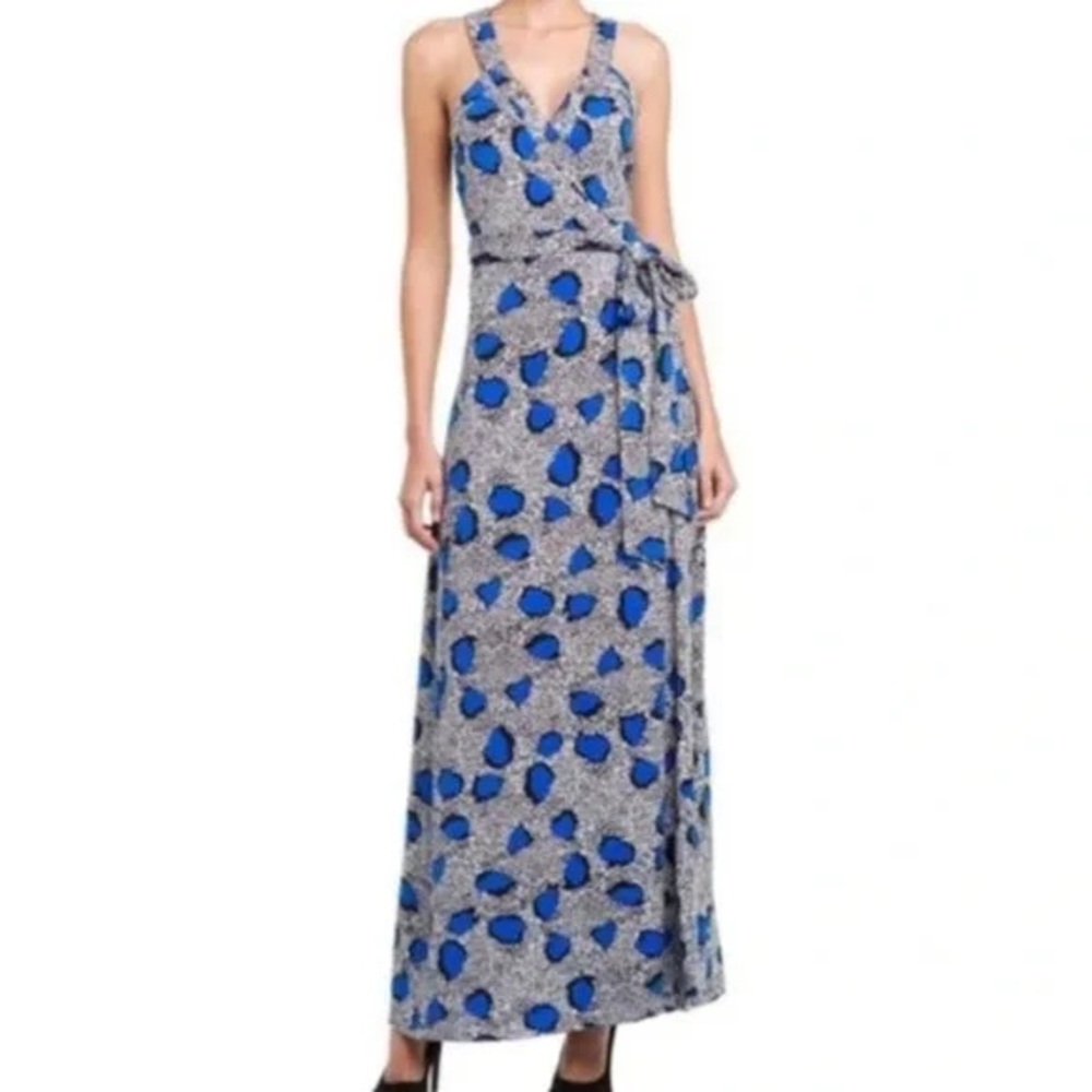 Diane Von Furstenberg Blue and Gray Maxi Dress Size 4